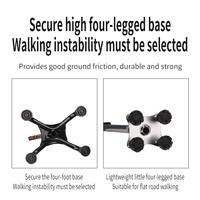 Réglable Médical 4 Jambes À Quatre Jambes Pieds Quad Béquilles Vieux Homme Âgé Bâton De Marche
