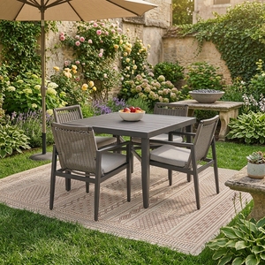 Ship Immediately Outdoor Patio Furniture <strong>Dining</strong> Table <strong>Set</strong> <strong>Rattan</strong> Furniture Garden Outdoor <strong>Dining</strong> Table <strong>Set</strong> <strong>4</strong> <strong>Chairs</strong> - Product Image 1