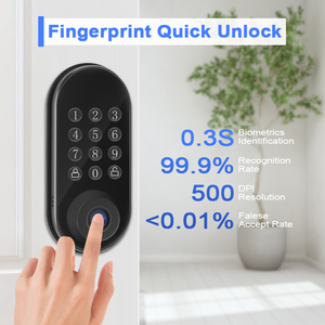 Serrure de porte intelligente en aluminium étanche avec WiFi, BLE, application, reconnaissance faciale, empreinte digitale, code, clé et clavier à combinaison, et pêne dormant - Product Image 3