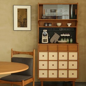 Vintage Style Solid Wood <b>Sideboard</b> 90x45x187cm Multi Functional Storage Cabinet For Dining Room Teak Wood Cabinet - Product Image 1