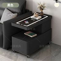 Table basse convertible minimaliste moderne faite à la main avec chargement sans fil, rangement, structure en bois massif et plateau en verre pour salon et maison