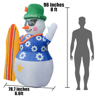 Surf Hawaii Santa Christmas Blowups Gonflable Noël Père Noël avec Sac de Jouets Décor