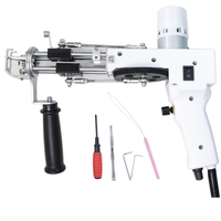 Pistolet à tufting 2 en 1 pour la fabrication de tapis et de moquettes à poils coupés et bouclés, couleur blanche, avec fils textiles et kit d'outils