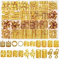 220 Pièces Kit DIY Dreadlocks Accessoires Cheveux Tresses Anneaux Perles Tubes Fleurs Blond Printemps