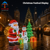 Juego de Faroles Navideños Gigantes para Exteriores con Diseño de Santa Claus, Muñeco de Nieve y Árbol de Navidad, Decoración LED para Parques, Plazas y Jardines