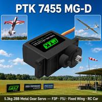Servomoteur numérique PTK 7455 MG-D HV à engrenages métalliques, moteur 2BB, 5,3 kg, 0,101 sec, compatible Lipo 2S (4,8V-8,4V) pour avions RC à voilure fixe F3P F5J et planeurs