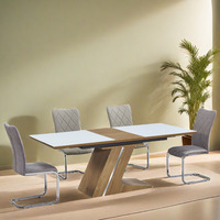 Table à manger en MDF et verre convertible, réglable et extensible, prix d'usine en gros, pour la maison, les appartements et les hôtels