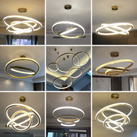 Lustre LED rond de style nordique moderne 36W/24W/12W, hauteur réglable, taille moyenne, luminaire suspendu pour plafond