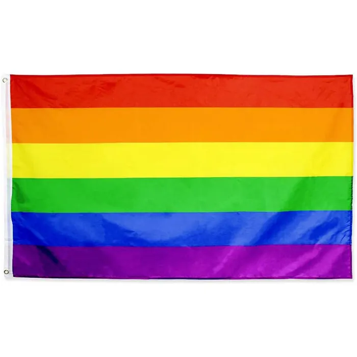 Vendita calda all'ingrosso prezzo a buon mercato consegna veloce arcobaleno LGBT Indoor Outdoor 100D bandiera in poliestere 3 x5ft bandiera personalizzata