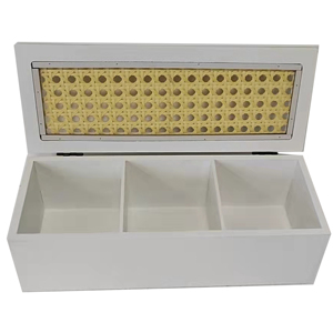 3 CompartmentMultipurpose Organization Display Box with rattan lids