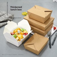Boîte à lunch jetable en papier kraft léger, de qualité alimentaire, laminée, personnalisable, multi-usages, pour emporter, compatible micro-ondes, biodégradable