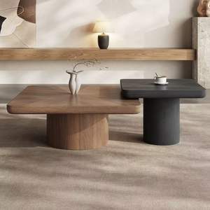 Table basse moderne italienne luxueuse en noyer carré minimaliste Design simple pour <span class=keywords><strong>petit</strong></span> salon chambre maison Designer <span class=keywords><strong>TV</strong></span> - Product Image 5