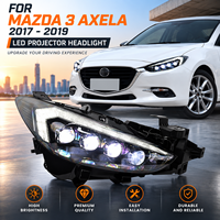 Phare de voiture pour Mazda 3 Axela 2017-2019, ensemble de phares LED automatiques, mise à niveau, lentille bifocale en cristal à 4 segments, accessoires de phare avant