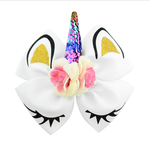 Arcobaleno ragazze <span class=keywords><strong>unicorno</strong></span> capelli fiocchi con alligatore fermacapelli archetti <span class=keywords><strong>accessori</strong></span> per capelli per bambini - Product Image 3