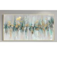 Décoration murale extra large peinte à la main, art moderne, peinture à l'huile abstraite sur toile avec feuille d'or acrylique