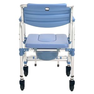 Aluminum Alloy <b>Commode</b> <b>Chair</b> With Wheels Open Front Anti Slip For Elderly And Disabled Portable Toilet Seat - Product Image 2