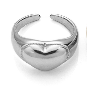 Fashion <b>Rings</b> 316L Stainless Steel PVD Gold Plating Heart Shape Adjustable For Women Men Jewelry - Product Image 3