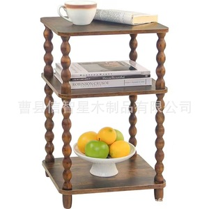 ชั้นวางของไม้ 3 ชั้น ขนาด 13.4x11.8x22.6 นิ้ว โต๊ะกาแฟแบบเคลื่อนย้ายได้สำหรับจัดเก็บในห้องนั่งเล่น - Product Image 5
