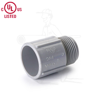 Adaptador Macho de PVC Eléctrico con Conector de Plástico Estándar, Marca PST, PTA-075*, Gris, para Conexión de Tuberías de PVC