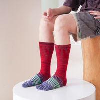 Chaussettes à cinq orteils à rayures colorées à la mode Chaussettes décontractées en coton pour hommes