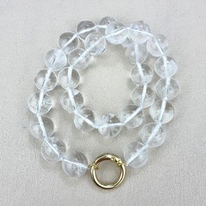 Collier ras de cou en gros perles de cristal naturel, fermoir plaqué or et perles de quartz clair, bijoux de mode pour femmes - Product Image 2