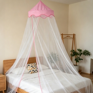Kelambu Tempat Tidur Lipat Warna Pink, Model Gantung, Berbahan Tulle Dome dengan Renda Bergelombang, Cocok untuk Semua Musim, untuk Kamar Tidur Bayi dan Anak Perempuan - Product Image 2