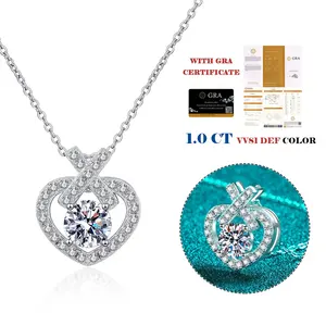 Catena a maglie gioielli 925 amore nastro regolabile Moissanite collana cuore in argento Sterling