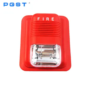 Sirene de alarme de incêndio pgst, sirene de alarme de incêndio contemporâneo/buzina estroboscópica dc 24v multi-tom e luz ambiente