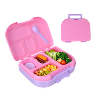 Boîte à lunch réutilisable à 3 compartiments, mignonne, compatible micro-ondes, sans BPA, en PP de qualité alimentaire, pour enfants, adultes et nouveau-nés, avec poignée