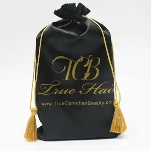 Custom High Quality Silk Bag Rope Ribbon Drawstring Makeup Dust Cosmetic Embroidery Tassel Pouch for Gifts with Logo