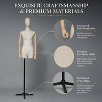 Mannequin torse femme haut de gamme en tissu, style européen, protection environnementale, forme de robe, demi-corps, bras en bois pour couturière