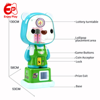 Máquina expendedora comercial de piruletas de 25W de baja potencia, máquina de juegos infantiles con plato giratorio de dibujos animados, juegos operados con monedas para tiendas minoristas