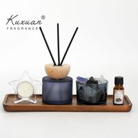 Ensemble de diffuseurs de roseaux sans flamme de luxe personnalisés ornements en cristal de haute qualité bougies d'art de parfum de longue durée pour chambre à coucher bureau