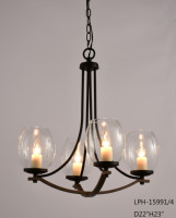 Lustre moderne en acier noir et verre, grand modèle antique, 4 luminaires suspendus, éclairage décoratif pour la maison, OEM ODM