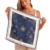 Foulard carré en soie 100 % pure mûrier, imprimé numériquement sur mesure, roulé à la main, pour femme, vente en gros B2B OEM