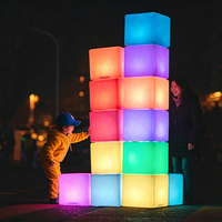 Lampe cube LED rechargeable 16 pouces, réglable, moderne, étanche, télécommandée, pour sol, patio, centre commercial, fête, décorative