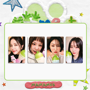 4 piezas/set de photocards brillantes HD de <span class=keywords><strong>MAMAMOO</strong></span>, tarjetas LOMO tipo lightstick, postales de doble cara, regalo para fans de Solar Moon, Byul, Whee-in, Hwa Sa - Product Image 5