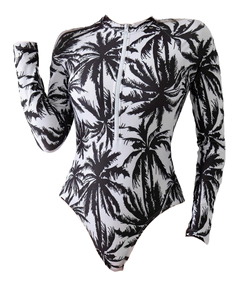 Da donna a maniche lunghe protezione solare un pezzo costume da bagno con cerniera abbigliamento sportivo surf nuoto calzamaglia - Product Image 1
