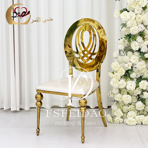 Golden Stackable Stainless Steel Throne Wedding Dining <b>Chair</b> with PU Leather and Modern Design for Outdoor Apartment Kitchen Use - Product Image 4