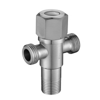 Robinet d'arrêt triangulaire en acier inoxydable 304, accessoire de toilette, double sortie d'eau, une entrée, deux sorties, répartiteur d'eau à trois voies, robinet 1/2
