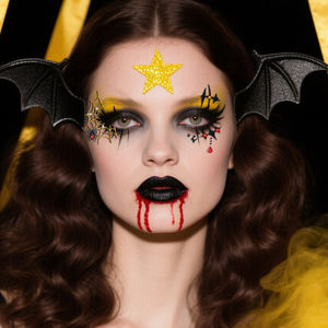 Autocollants pour le visage d'Halloween en gros, bijoux pour le visage, araignée, chauve-souris, strass, <span class=keywords><strong>maquillage</strong></span> d'<span class=keywords><strong>horreur</strong></span>, tatouage pour le visage 3D auto-adhésif - Product Image 3