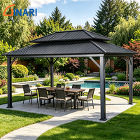 Pergola moderne de luxe en aluminium avec toit à lames motorisées et éclairage LED pour villa, patio et jardin, espace de vie extérieur