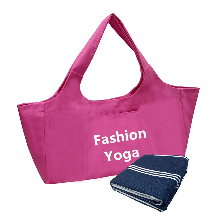 Grosir tas jinjing matras Yoga tas kanvas penyimpanan perjalanan baju Fitness luar ruangan kapasitas besar portabel dengan handuk kustom