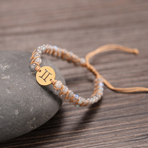 12 signes d'<span class=keywords><strong>horoscope</strong></span> charme bracelet en pierre naturelle bracelet de perles tissées à la main en acier inoxydable - Product Image 5