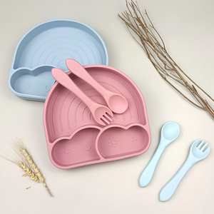 Ensemble d'alimentation pour bébé en silicone de qualité alimentaire RTS avec cuillère et fourchette, <span class=keywords><strong>kit</strong></span> <span class=keywords><strong>Bebe</strong></span> Plato sans BPA, compatible micro-ondes et lave-vaisselle - Product Image 3