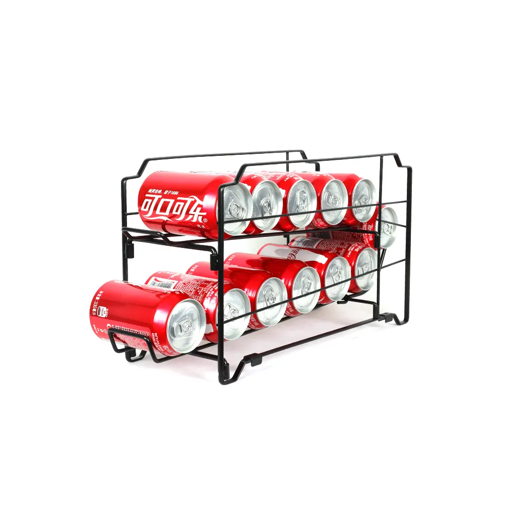Can Storage Rack 2 Tier Slide Out Metal Can Storage Holder Cabinet Display Rack For Canned Cola