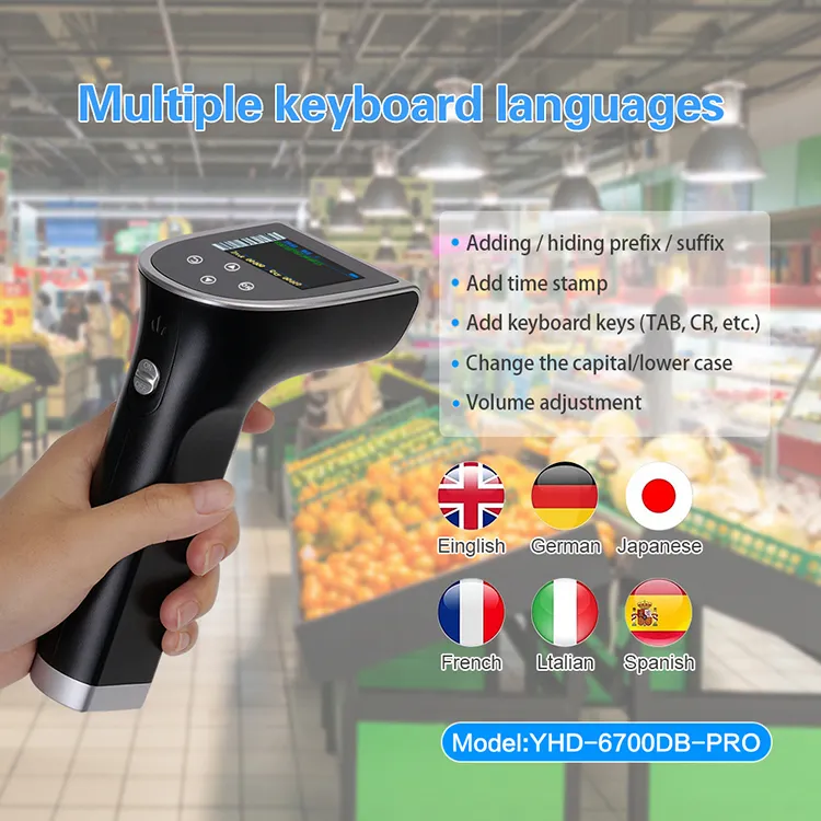 Yhdaa 2D QR prezzo più basso Scanner di codici a barre senza fili Bluetooth 1D Scanner QR Code Reader con supporto per supermercato