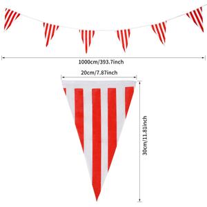 Guirnalda de Banderines a Rayas Rojas y Blancas de 10 Metros para Decoración de Fiestas Temáticas de <span class=keywords><strong>Circo</strong></span> y Carnaval, Inauguraciones y Eventos al Aire Libre - Product Image 2