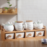 Ensemble de pots à épices en céramique le plus populaire, ensemble de rangement de cuisine, style tiroir à deux niveaux, ensemble de huit pièces, pot à sel, bouteille à assaisonnement