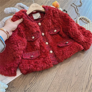 Nouvelles filles petit parfum Style bébé <span class=keywords><strong>manteau</strong></span> 2025 automne et hiver chaud fourrure mode décontracté nouvel an épaissi bébé hauts - Product Image 2